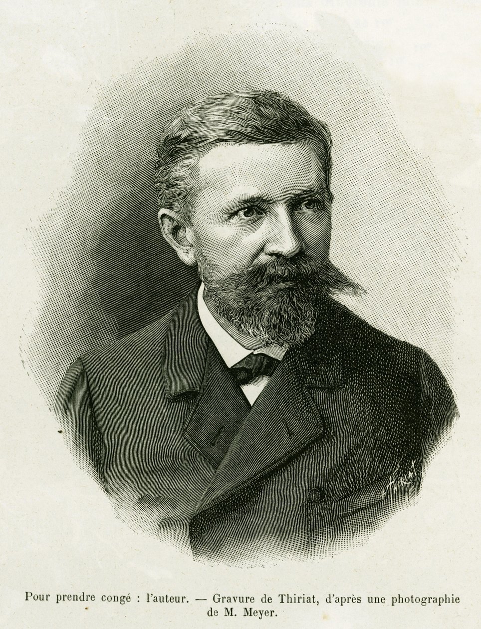 Portræt af forfatteren: Charles Grad (1842-1890), tysk politiker, forfatter og naturforsker. Gravering af Thiriat, for at illustrere historien A Through Alsace and Lorraine, i 1887, af Charles Grad, tysk deputeret, i tour du monde 1888, instrueret af Edoua af Henri Thiriat