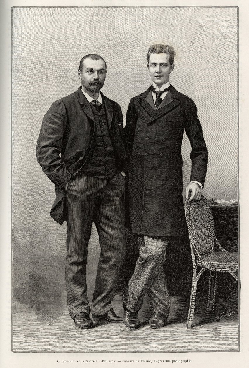 Portrætter af opdagelsesrejsende Gabriel Bonvalot (1853-1933), forfatter til historien, og prins Henri d