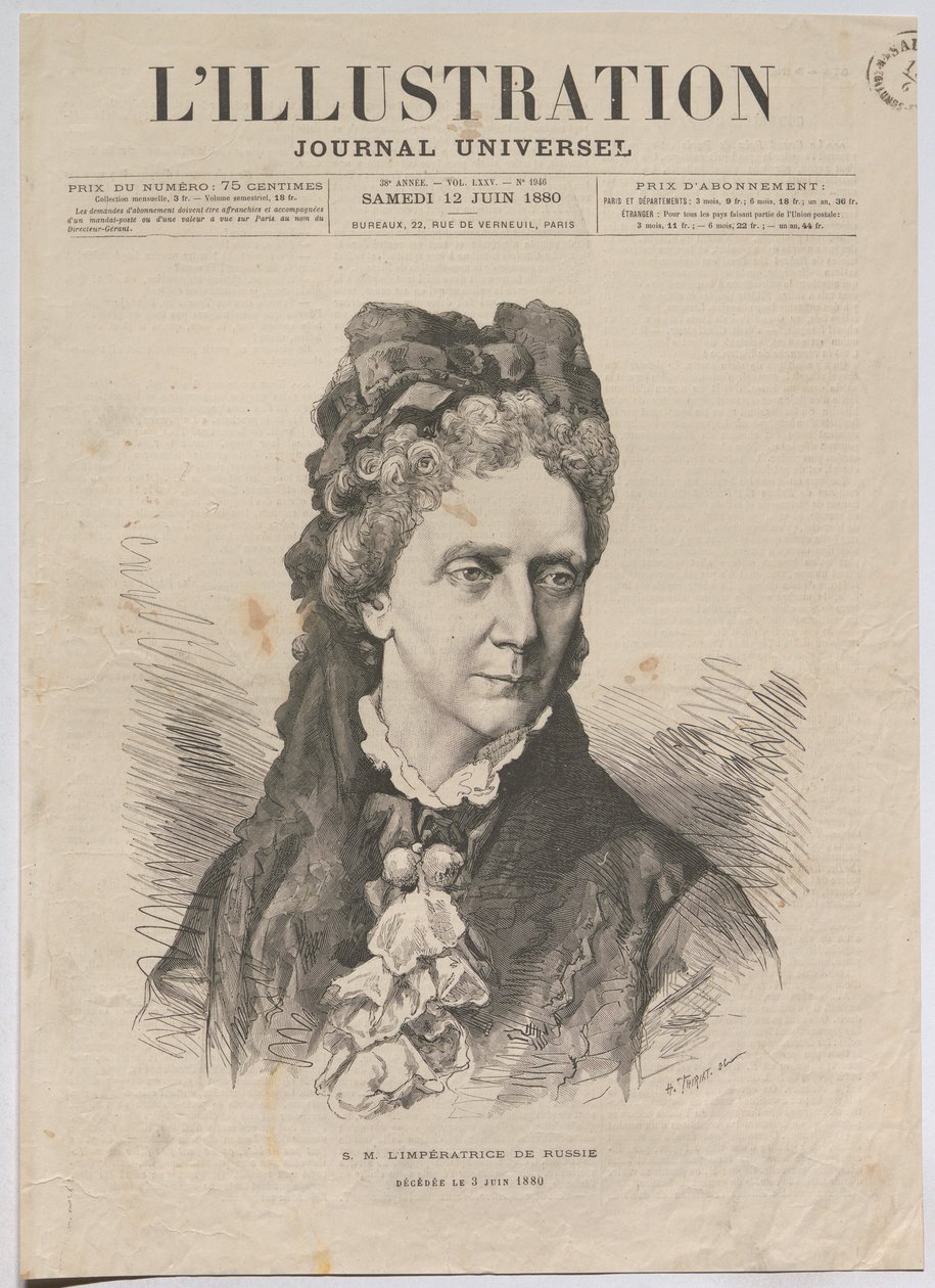 Ihre Majestät die Kaiserin von Russland; Verstorben am 3. Juni 1880 af Henri Thiriat