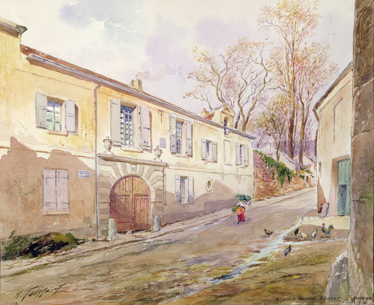 Huset Armande Bejart (1642-1700) i Meudon, ca. 1906 (wc på papir) af Henri Toussaint
