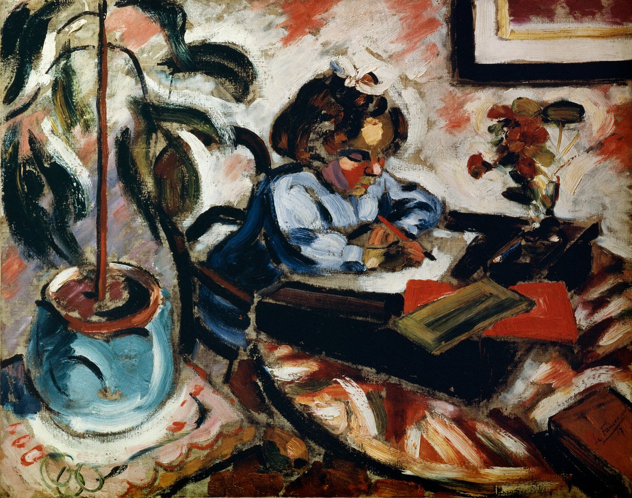 En lille skolepige, 1907. af Henri Victor Gabriel Le Fauconnier