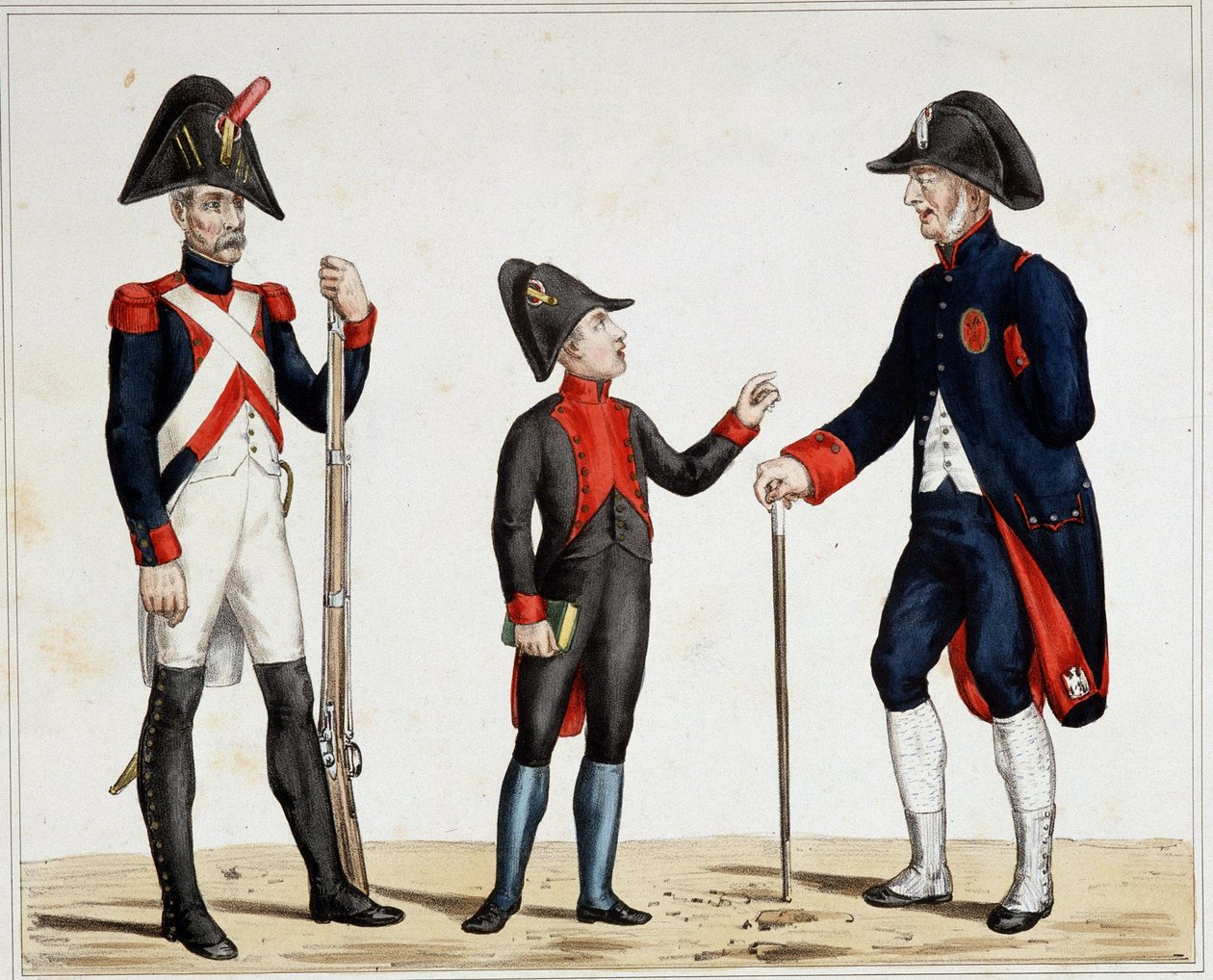 En veteran fra armees, en elev fra Lycee Napoleon og en krigsinvalid af Henri Villain