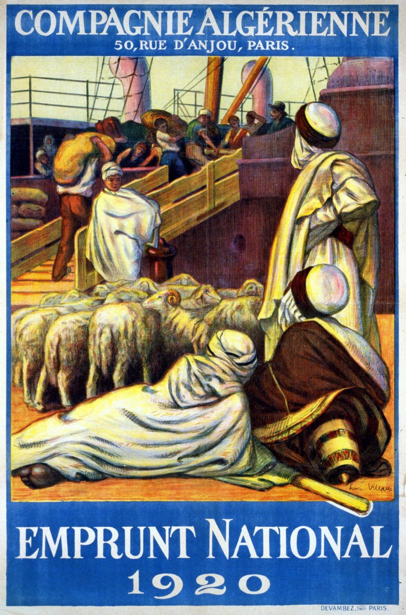 Plakat for det algeriske selskab "" Nationalt lån af Henri Villain