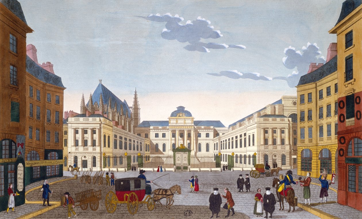Palais de Justice, ca. 1815-20 (farvegravering) af Henri after Courvoisier Voisin