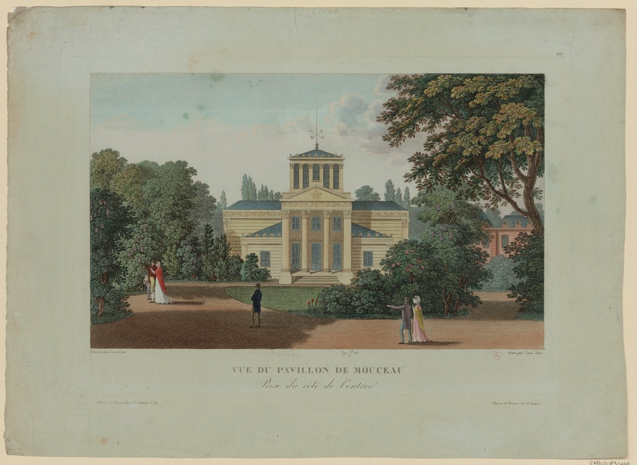 Udsigt over Pavillon de Monceau fra indgangen, indgraveret af Nyon Jeune, 1816 af Henri after Courvoisier Voisin