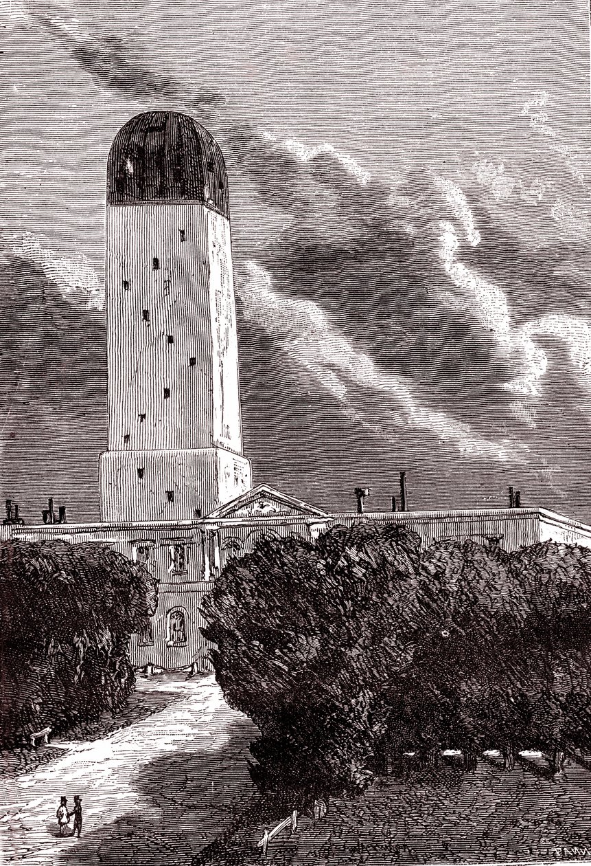 Cambridgen observatorio, Jules Vernen "Maasta kuuhun". af Henri de (after) Montaut