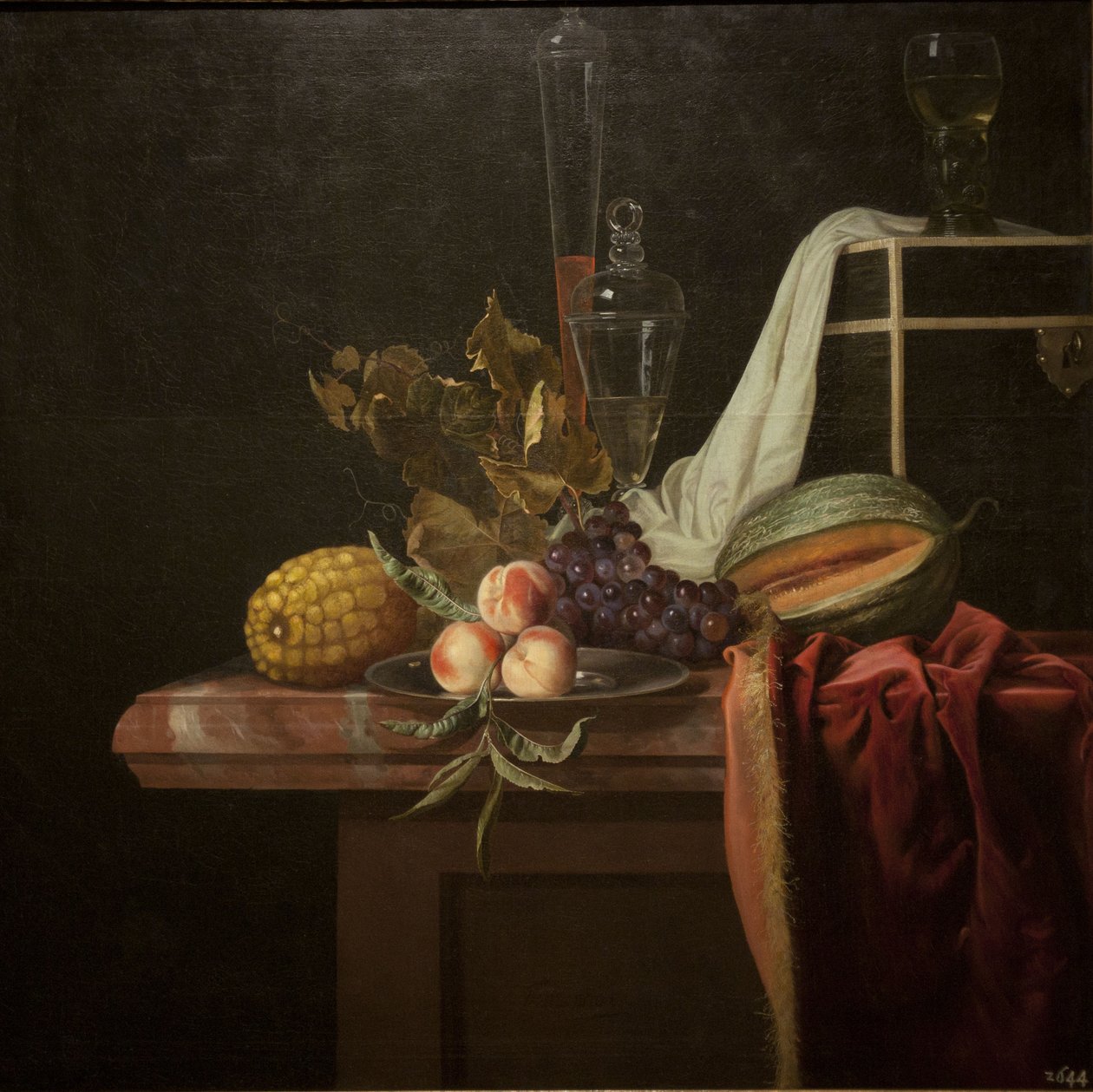 Stilleben med glas og frugter, ca 1675 af Henri de Fromantiou