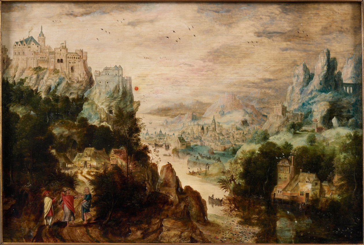 Landskab med Vej til Emmaus, ca. 1540. af Henri de Herri met de Bles