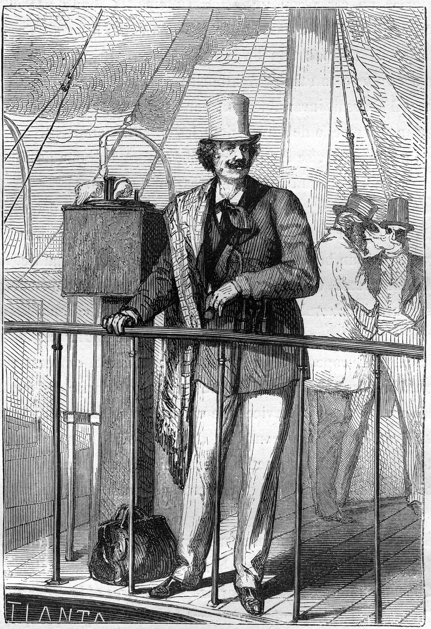 Illustration af bogen "Fra jorden til månen" af Jules Verne, udgave Hetzel af Henri de Montaut