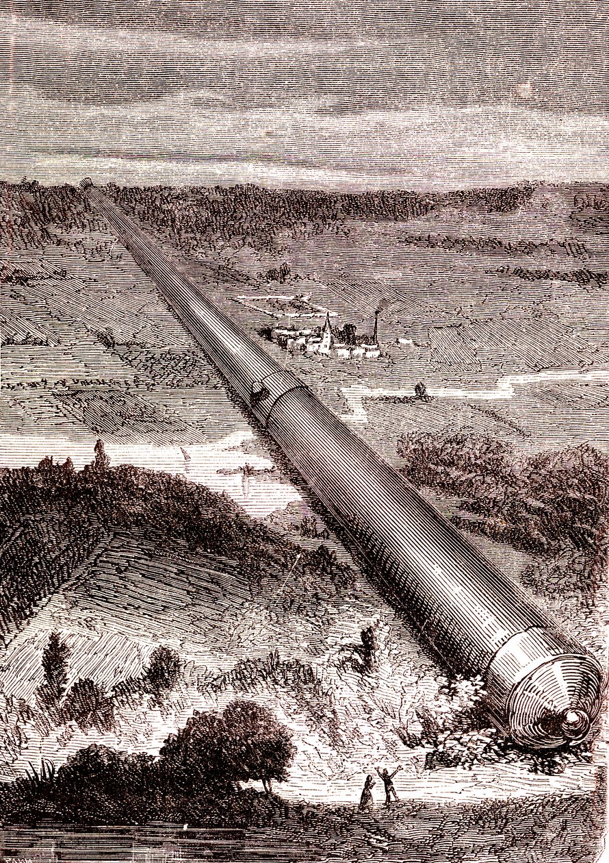 Den gigantiske rumpistol fra J. T. Maston, "From the Earth to the Moon" af Jules Verne af Henri de Montaut