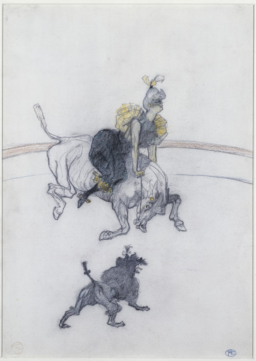At the Circus: The Salute (Au Circque: Le Salut) 1899 (blyant, kridt og farveblyant på papir) af Henri de Toulouse Lautrec
