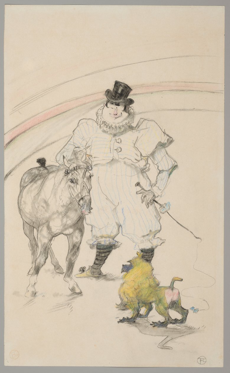 I cirkus: Dresseret pony og bavian af Henri de Toulouse-Lautrec