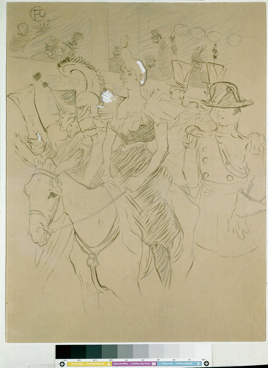Karneval ved Moulin Rouge: indgangen til Cha-u-kao, ca. 1896 (kina blæk med pensel, blyanter og hvidt på papir) af Henri de Toulouse Lautrec