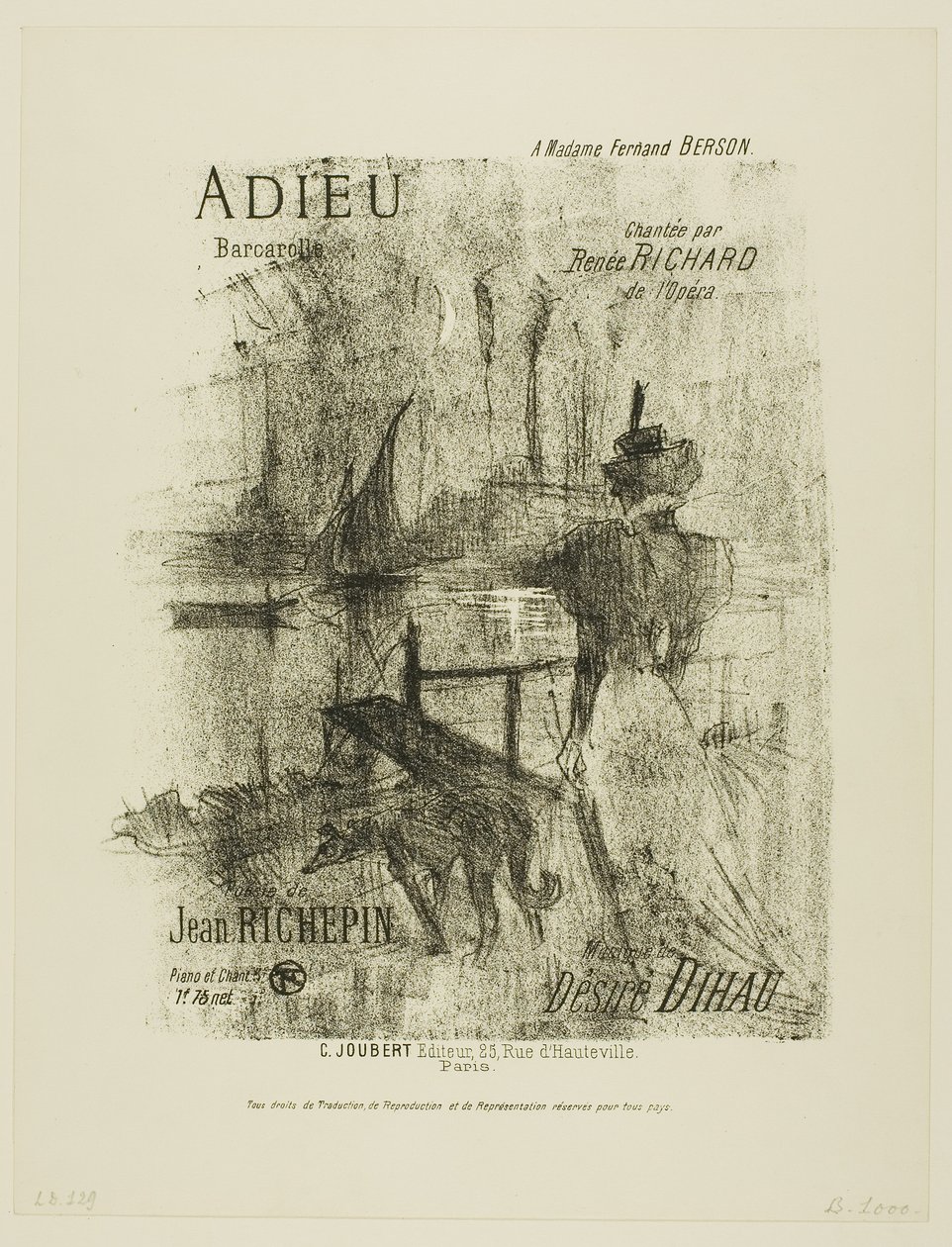 Farvel, fra Mélodies de Désiré Dihau af Henri de Toulouse-Lautrec