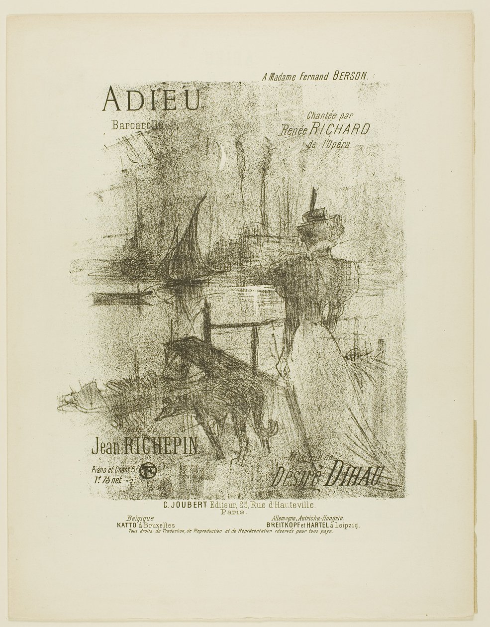 Farvel, fra Mélodies de Désiré Dihau af Henri de Toulouse-Lautrec
