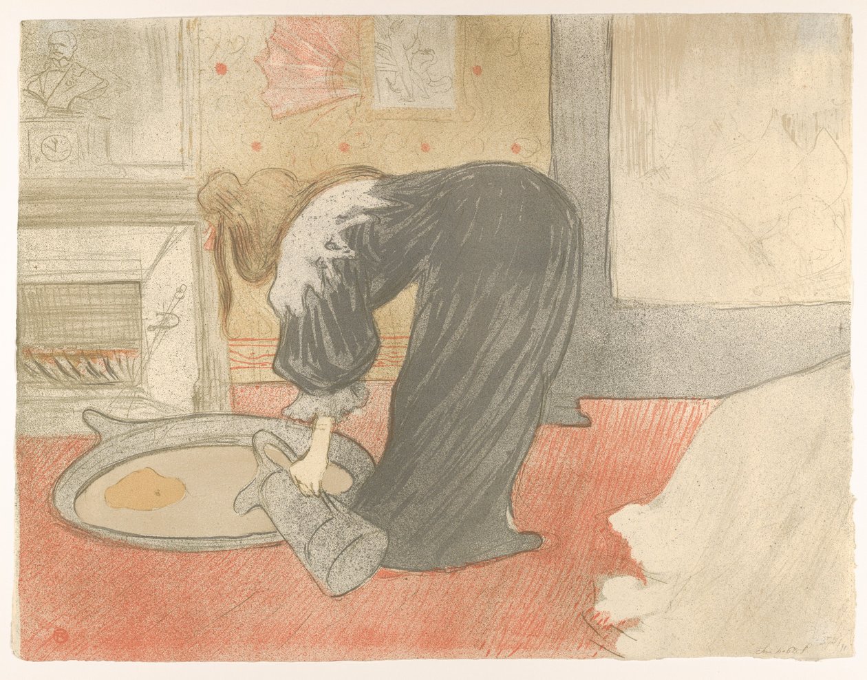 Fyldning af et badekar, fra «Elles» af Henri de Toulouse-Lautrec