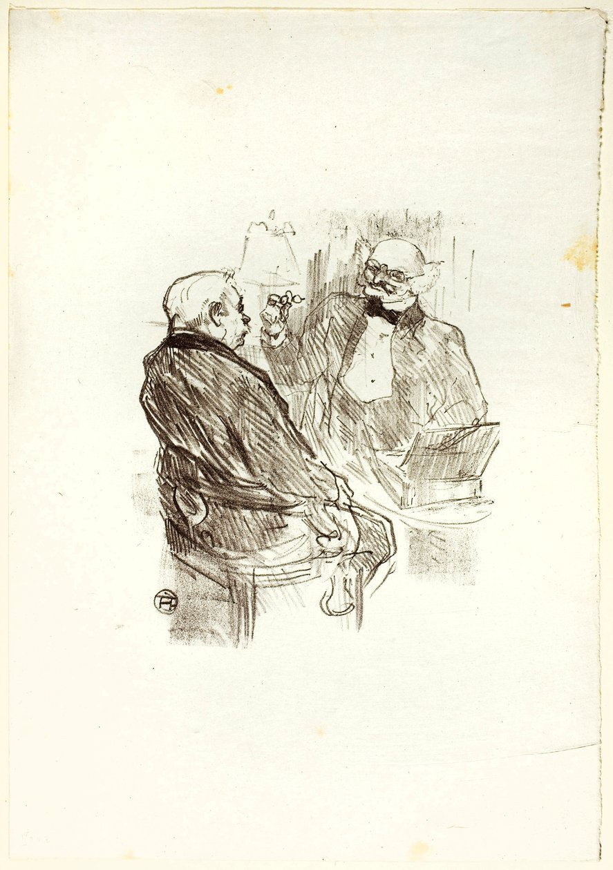 Georges Clemenceau og optomotisten, Mayer, fra Au Pied du Sinaï af Henri de Toulouse-Lautrec