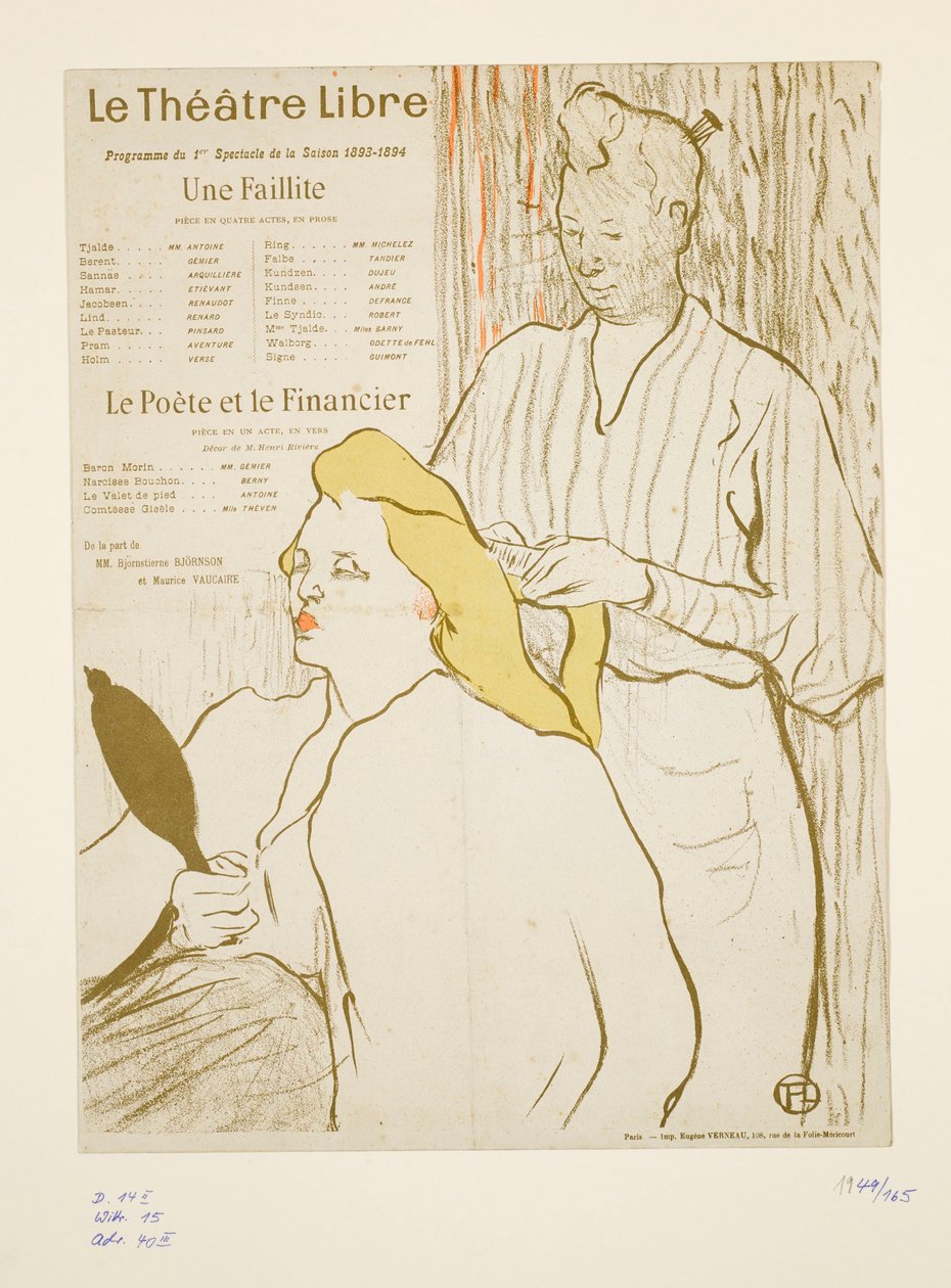 Frisør, program for Théâtre Libre af Henri de Toulouse-Lautrec