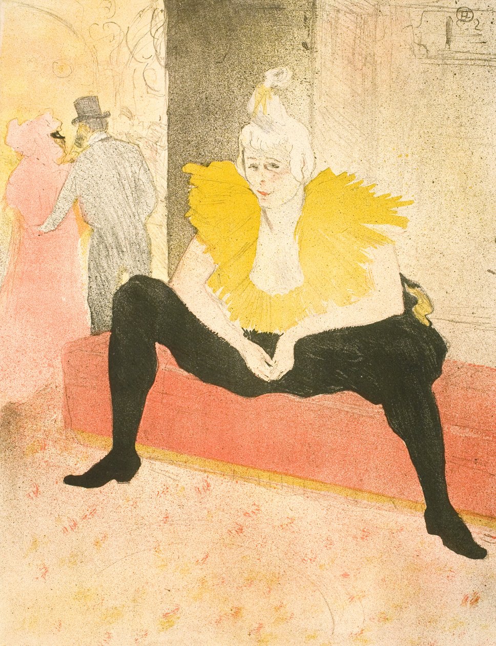 Den siddende klovn, frøken Cha-U-Kao af Henri de Toulouse-Lautrec
