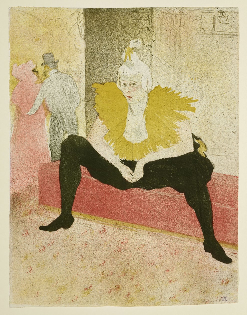 Den siddende klovninde Mademoiselle Cha-u-Kao (Blad 3 fra: «Elles») af Henri de Toulouse-Lautrec