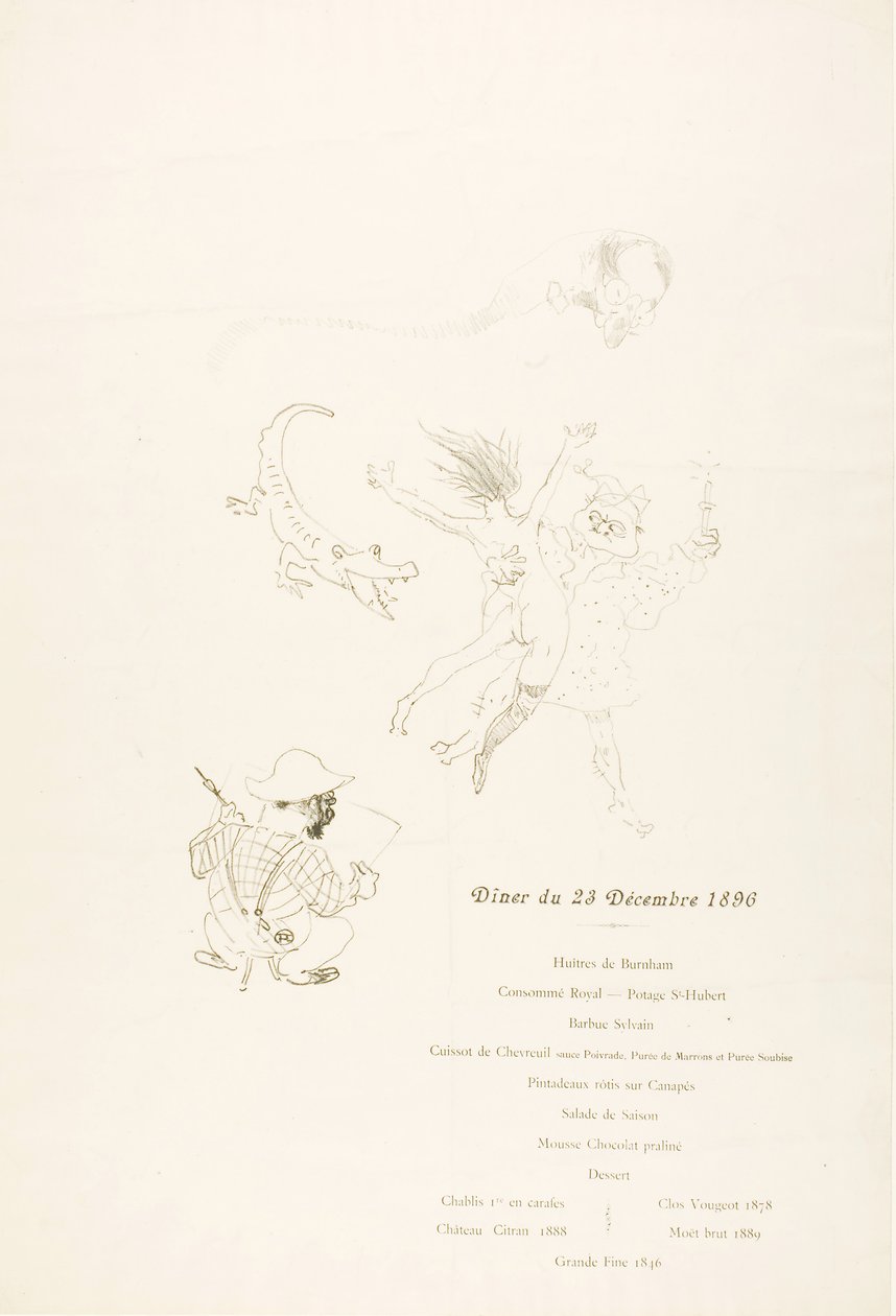 Le crocodile, Menu af Henri de Toulouse-Lautrec
