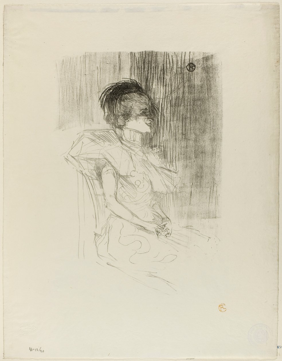 Långiver siddende af Henri de Toulouse-Lautrec