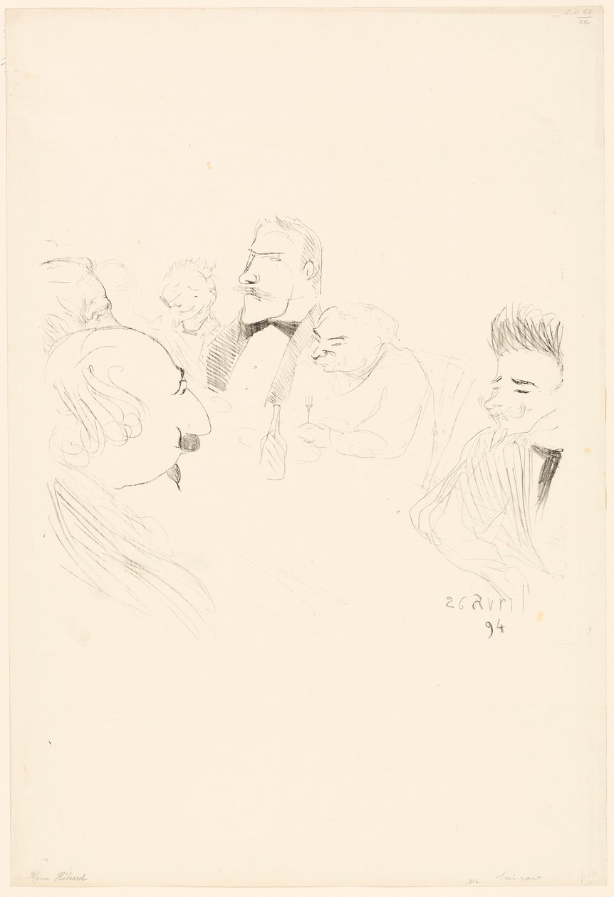 Menukort til Adrien Hébrard af Henri de Toulouse-Lautrec