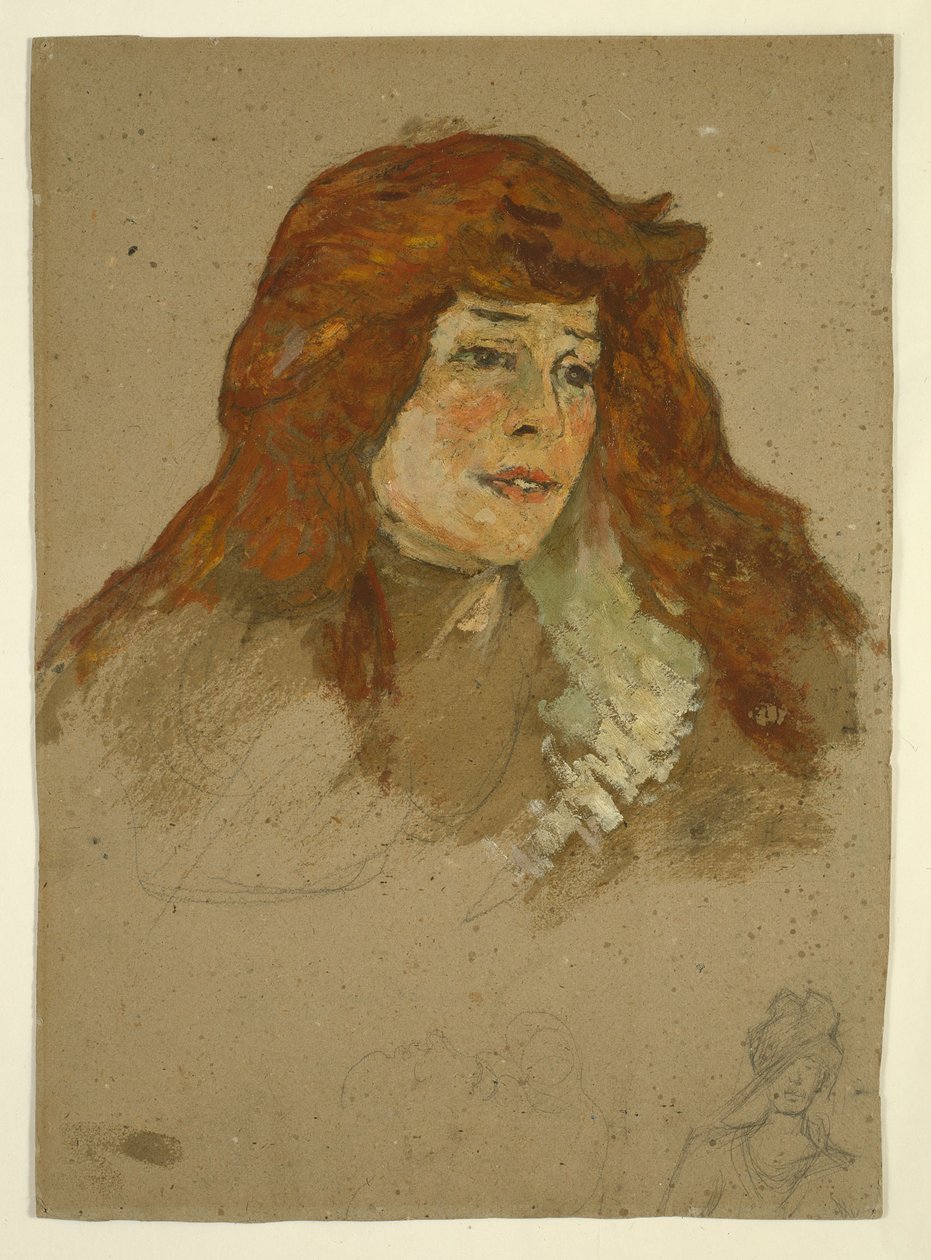 Mme Lili Grenier (rekto); Landskab med kirke (verso) af Henri de Toulouse-Lautrec