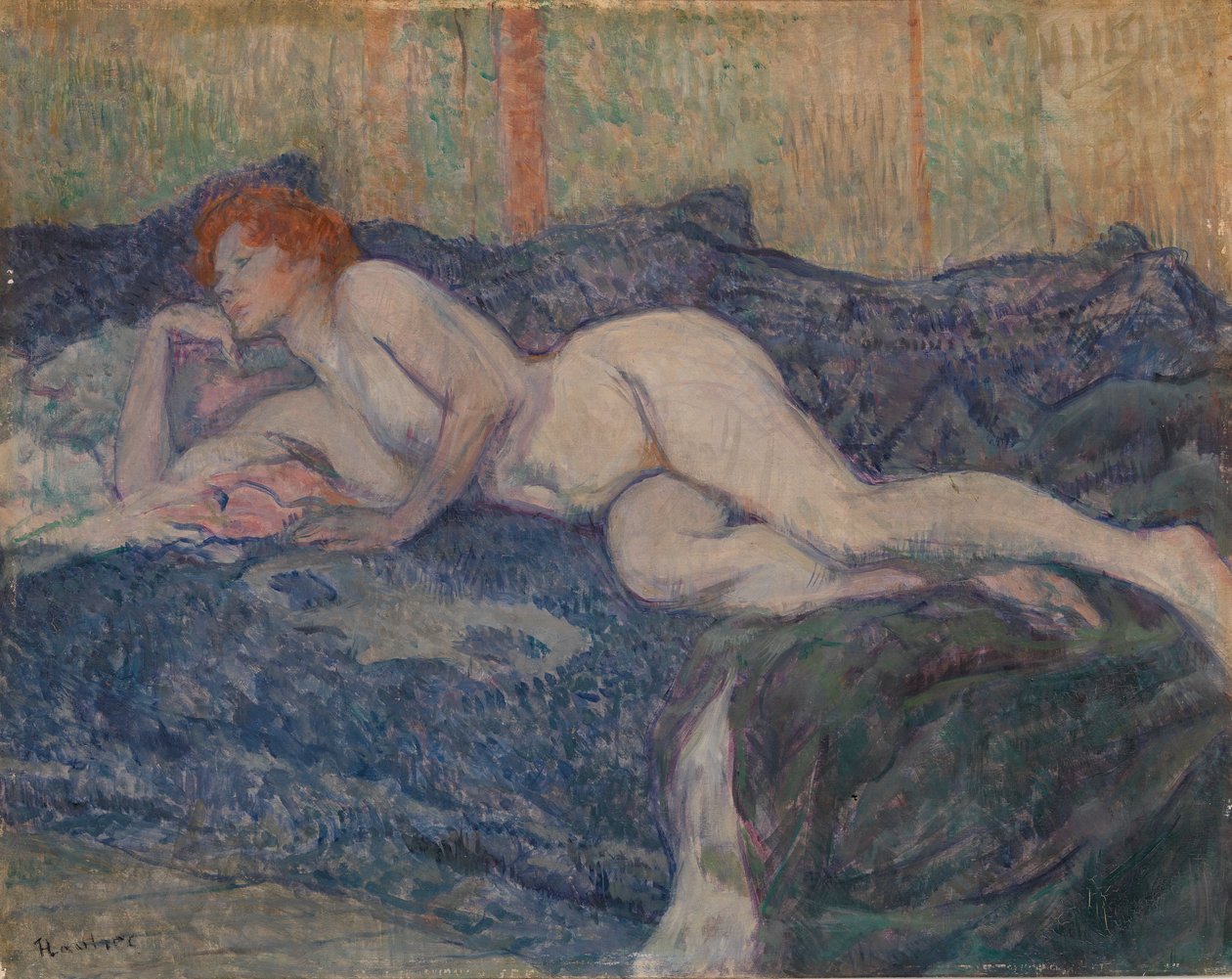 Nøgen liggende på en sofa af Henri de Toulouse-Lautrec