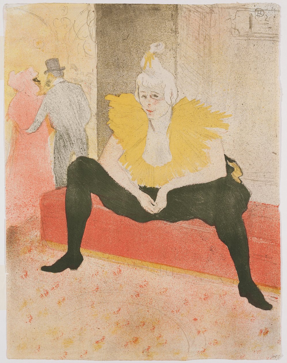 Siddende kvindelig klovn (Mlle Cha-U-Kao) af Henri de Toulouse Lautrec