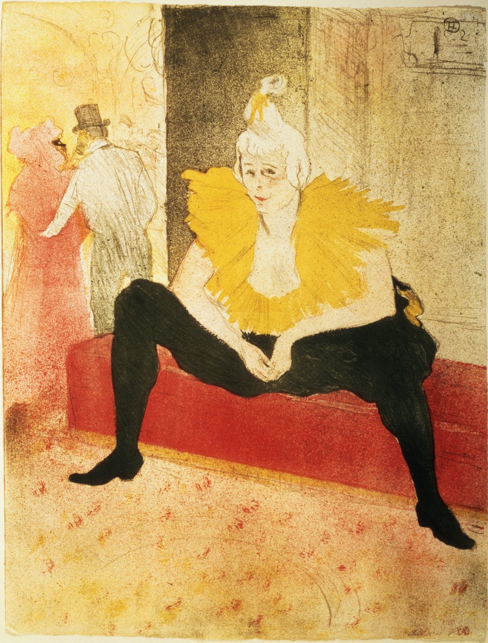 Siddende kvindelig klovn, Mlle. Cha-U-Kao af Henri de Toulouse Lautrec