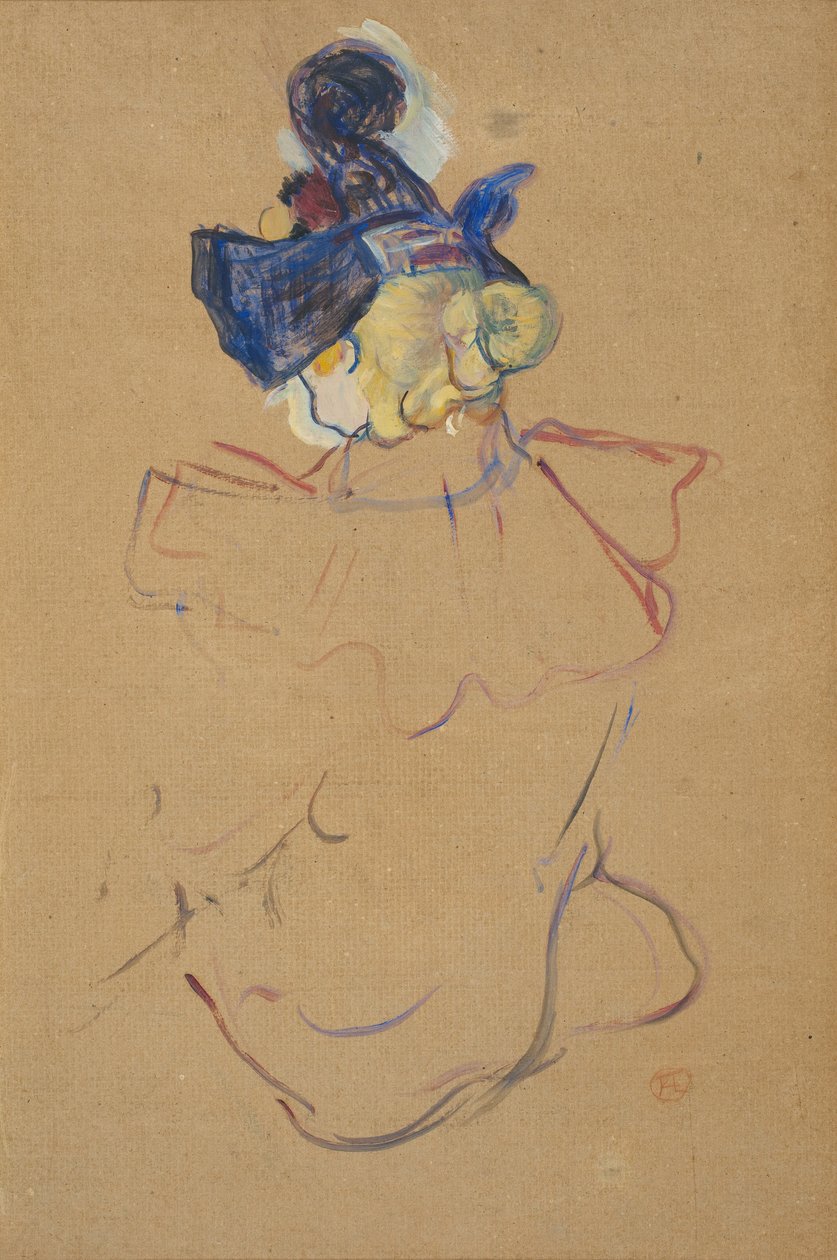 Siddende kvinde bagfra - Studie til "Au Moulin Rouge" af Henri de Toulouse-Lautrec