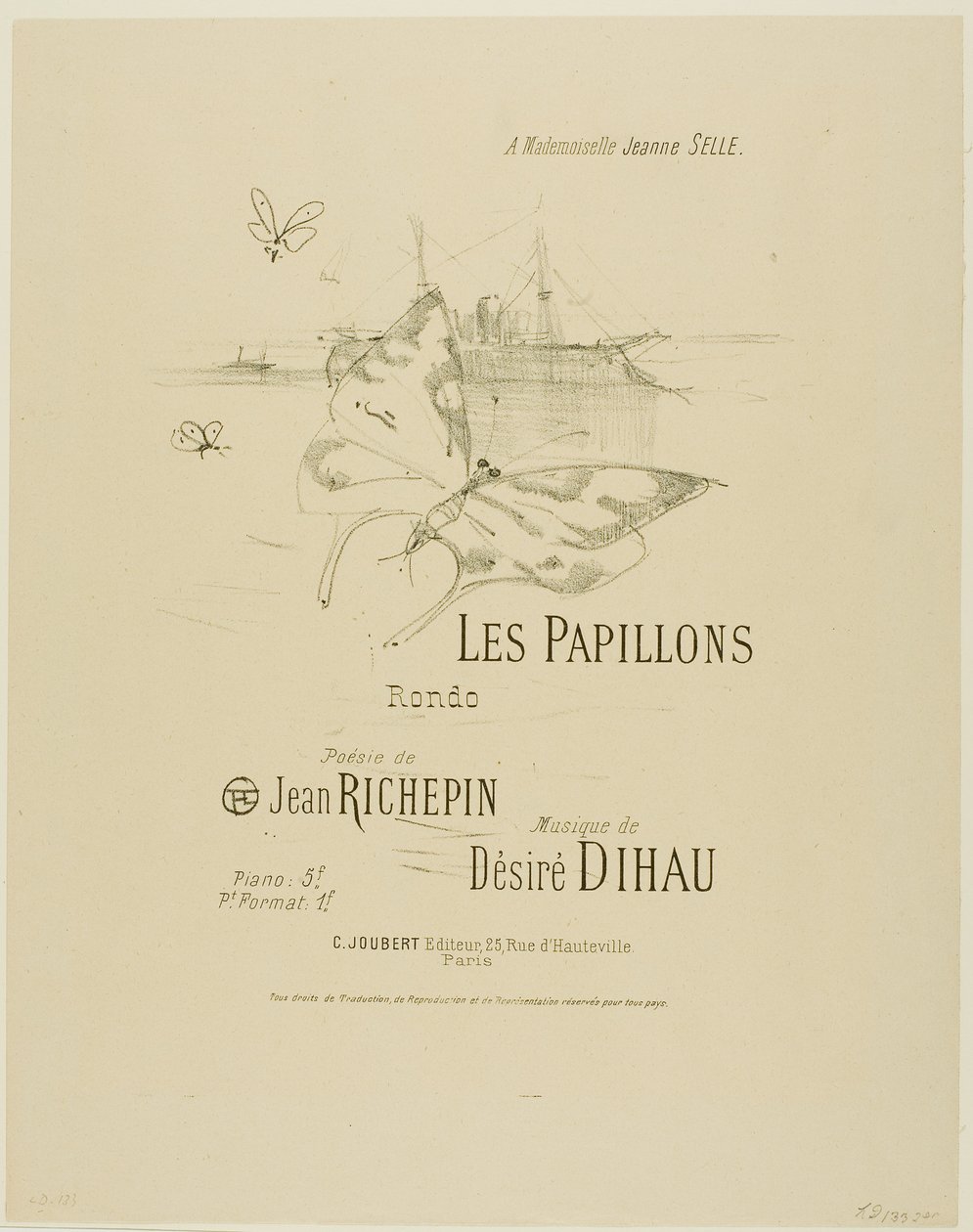 Sommerfuglene, fra Melodier af Désiré Dihau af Henri de Toulouse-Lautrec