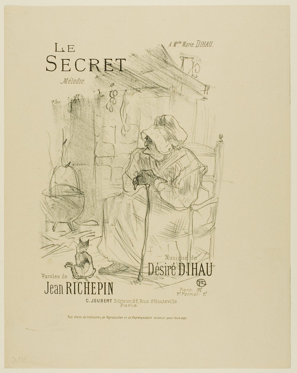 Hemmeligheden, fra Melodier af Désiré Dihau af Henri de Toulouse-Lautrec