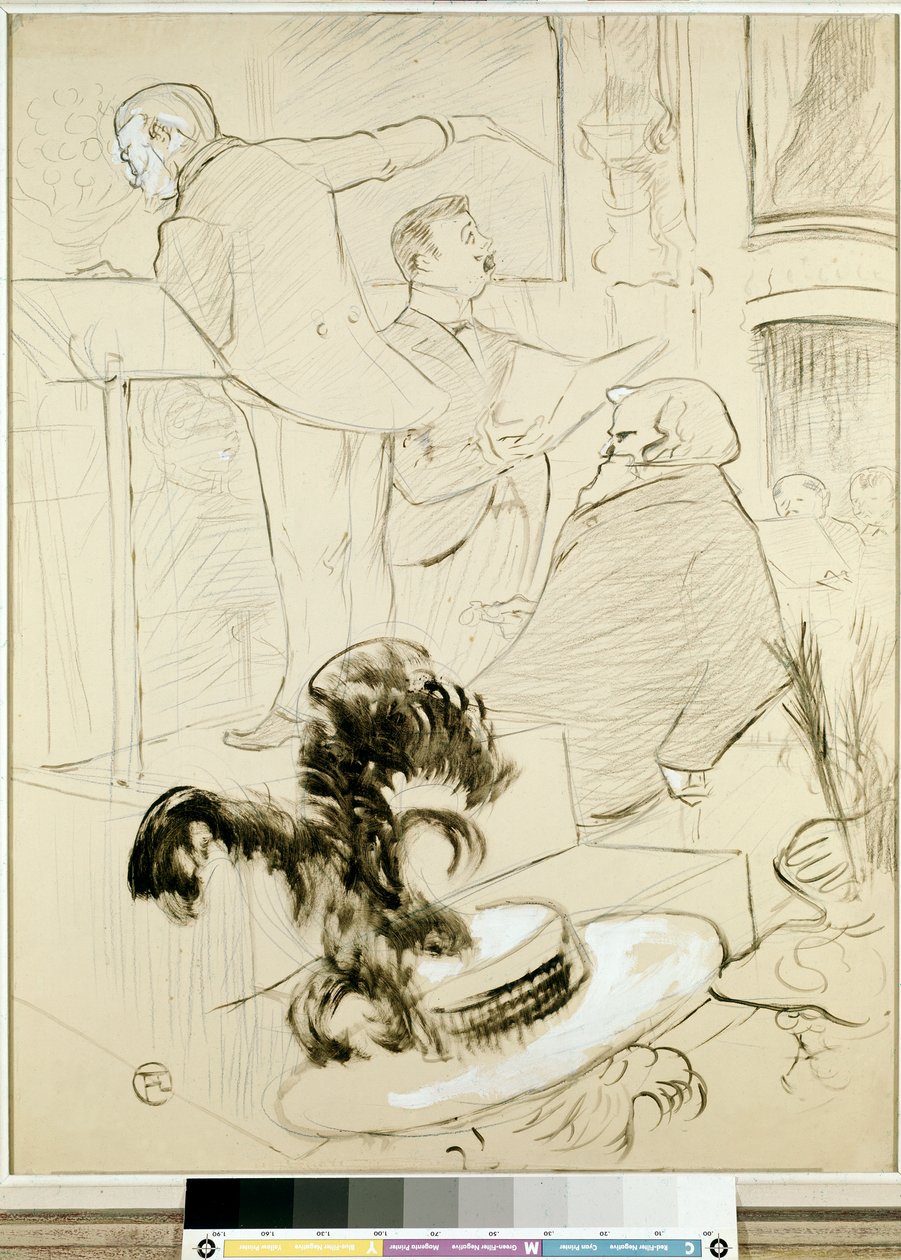 Operaens store koncerter: Ambroise Thomas var vidne til en repetition af Francesca da Rimini, ca. 1896 (kinatusch med pensel, blyant, hvid gouache og kul på papir, af Henri de Toulouse Lautrec