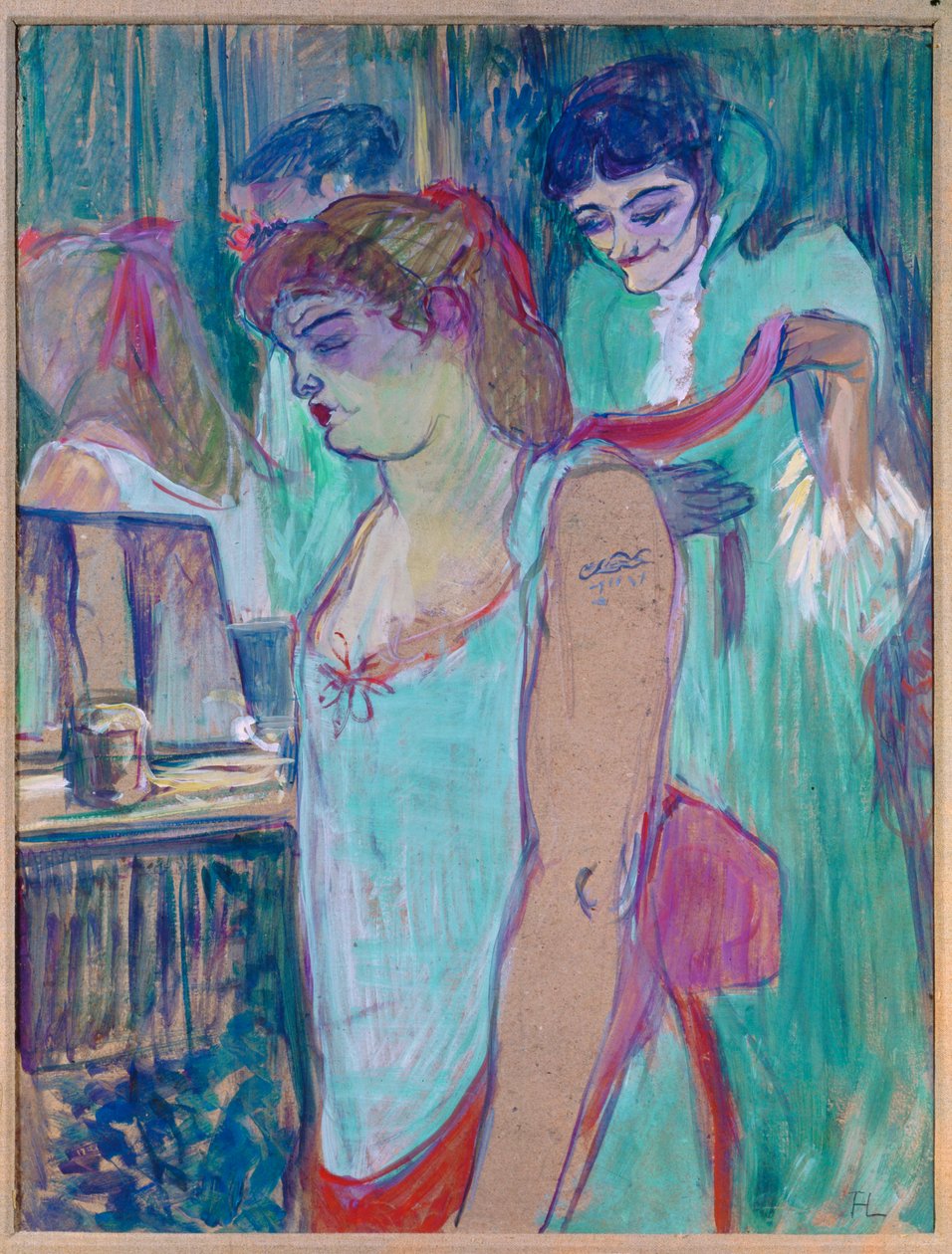Den tatoverede kvinde eller toilettet (pastel på karton) af Henri de Toulouse-Lautrec