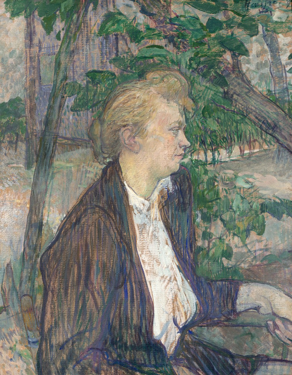 Kvinde siddende i en have af Henri de Toulouse Lautrec