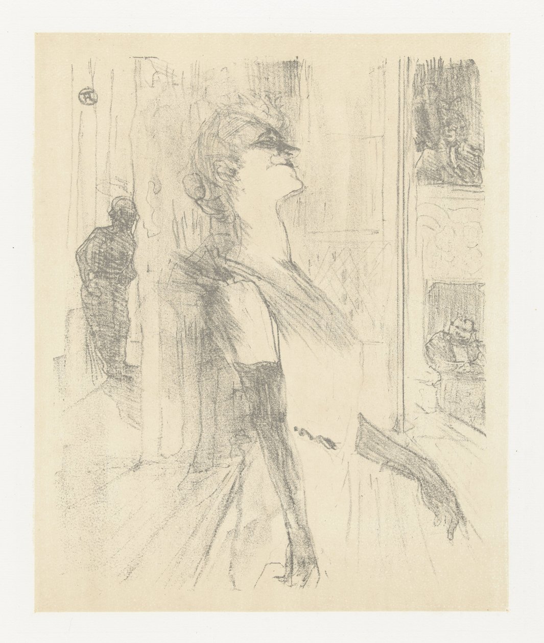 Portret af skuespillerinden Yvette Guilbert under optræden Yvette Guilbert på scenen Yvette Guilbert: Engelsk serie (serietitel) af Henri de Toulouse Lautrec (signed by artist)