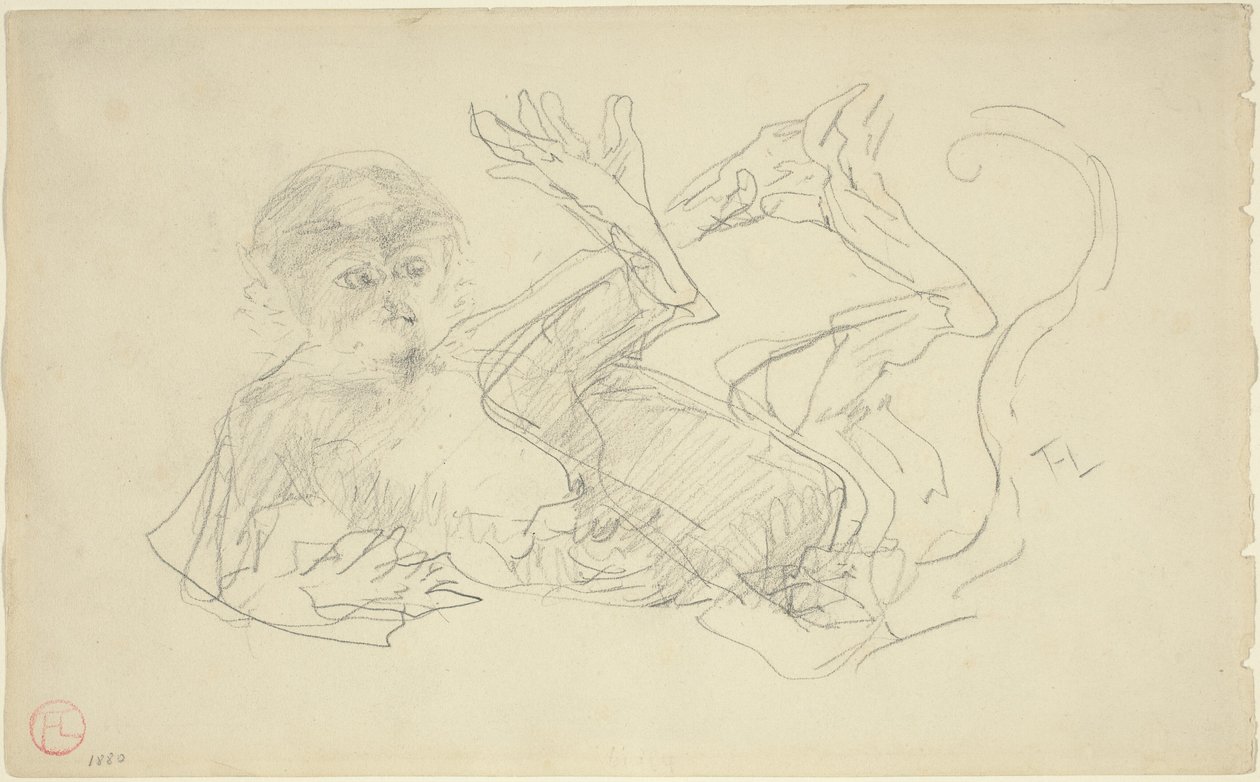 En abe, der leger på ryggen af Henri de Toulouse Lautrec