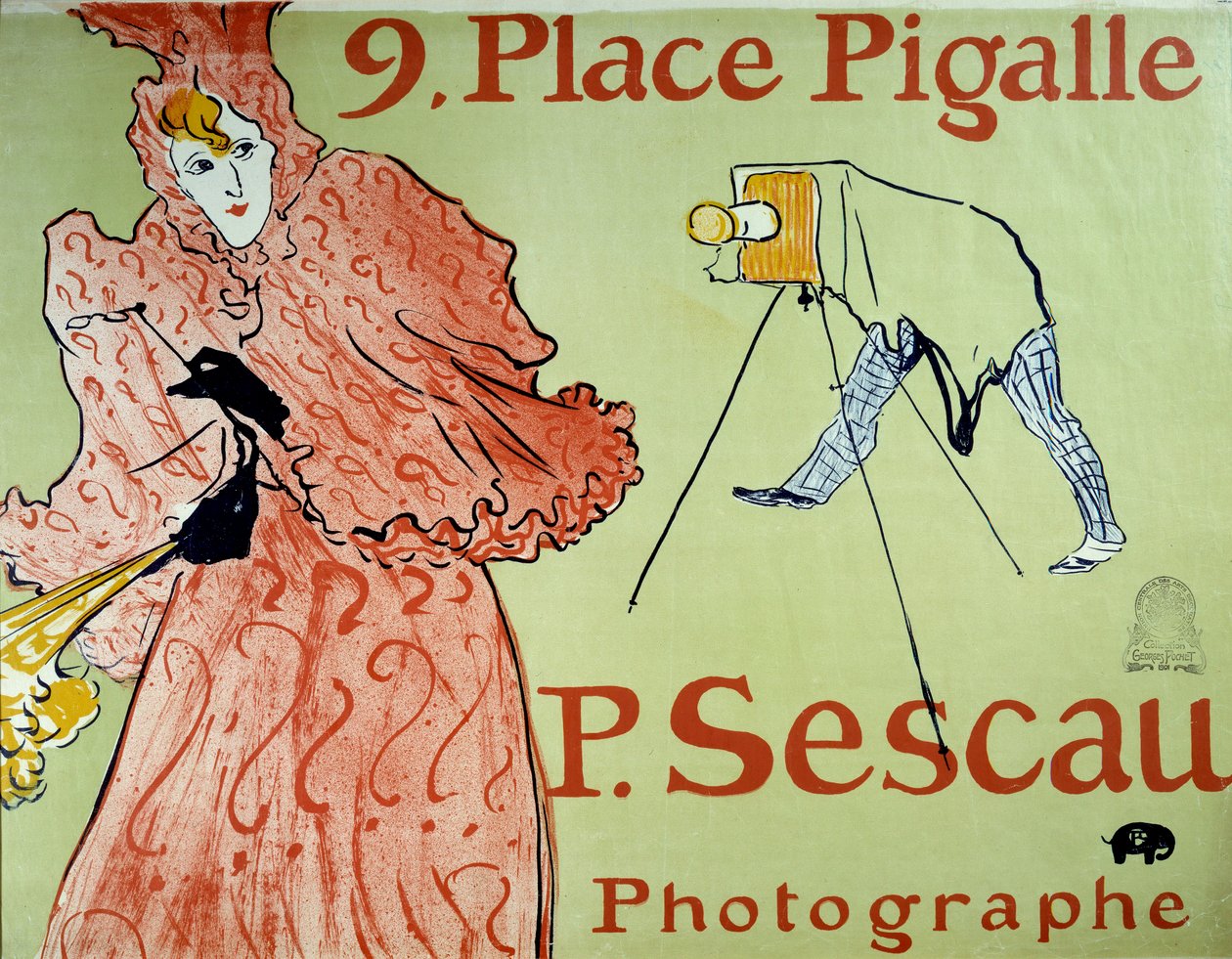 Annoncering for fotograf P. Sescau, 9 Place Pigalle i Montmartre. Plakat af Henri De Toulouse Lautrec (1864-1901) af Henri de Toulouse Lautrec