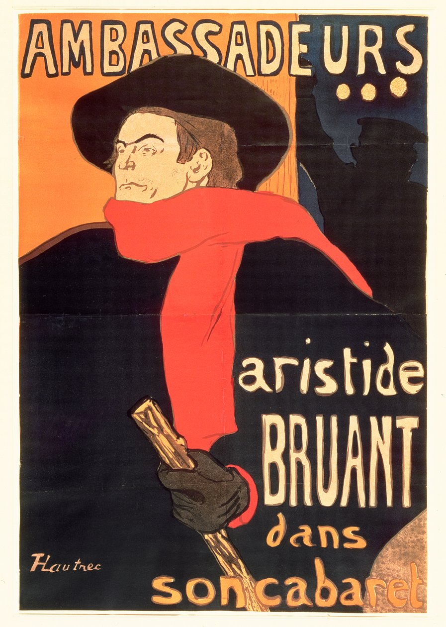Ambassadører: Aristide Bruant, 1892 af Henri de Toulouse Lautrec