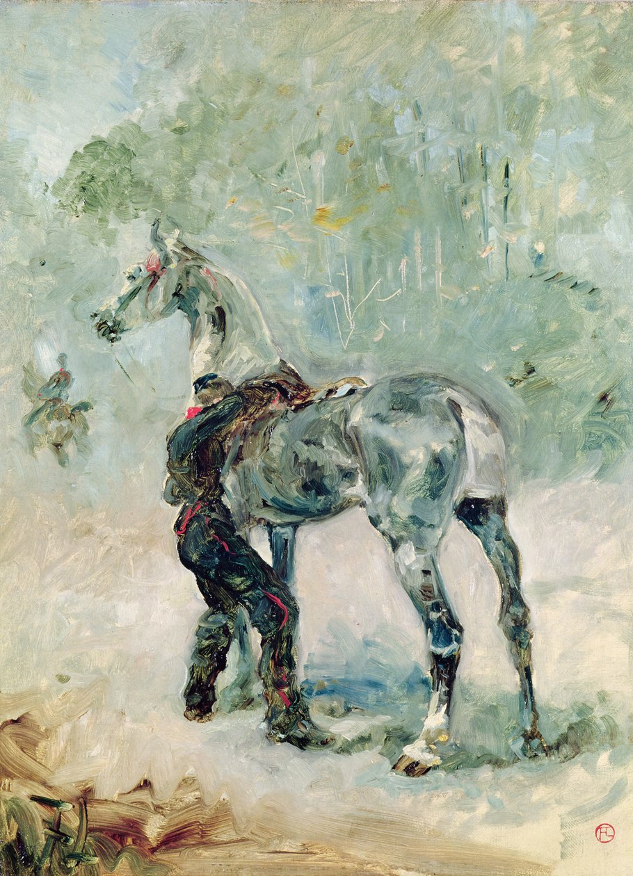 Artillerist sadler sin hest, 1879 af Henri de Toulouse Lautrec