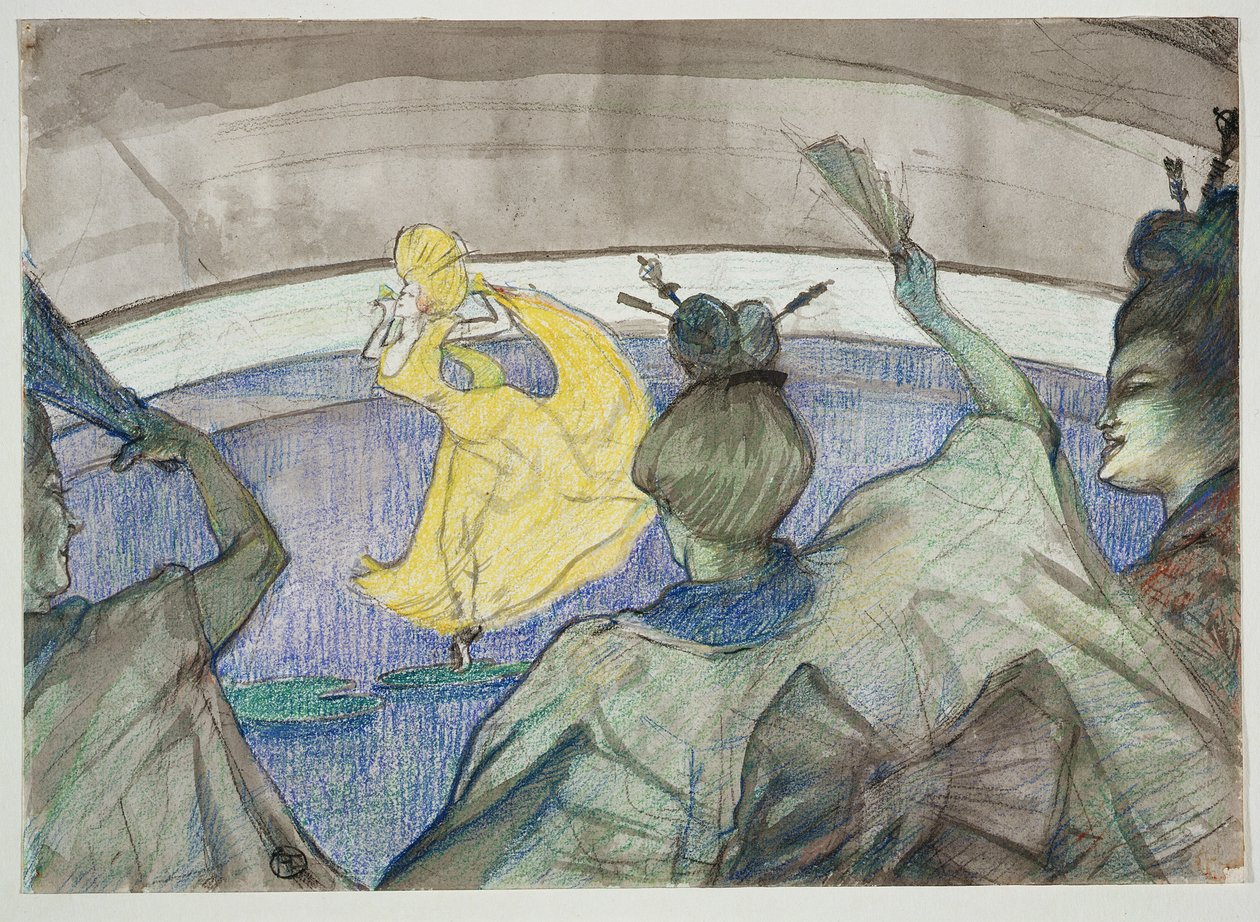 At the Circus, 1899 (farveblyant, pasteller og wc på vævet papir) af Henri de Toulouse Lautrec
