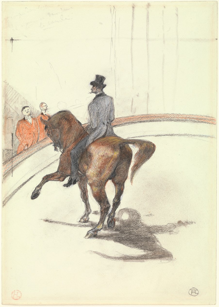 At the Circus: The Spanish Walk, 1899 (grafit, farvet pastel og trækul på kraftigt vævet papir) af Henri de Toulouse Lautrec