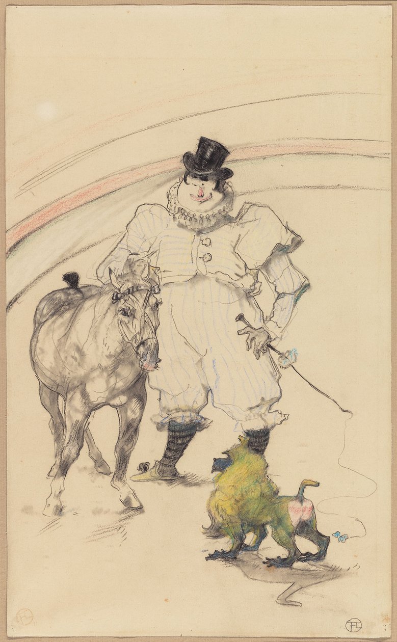 På Cirkus: Trænet pony og bavian af Henri de Toulouse Lautrec
