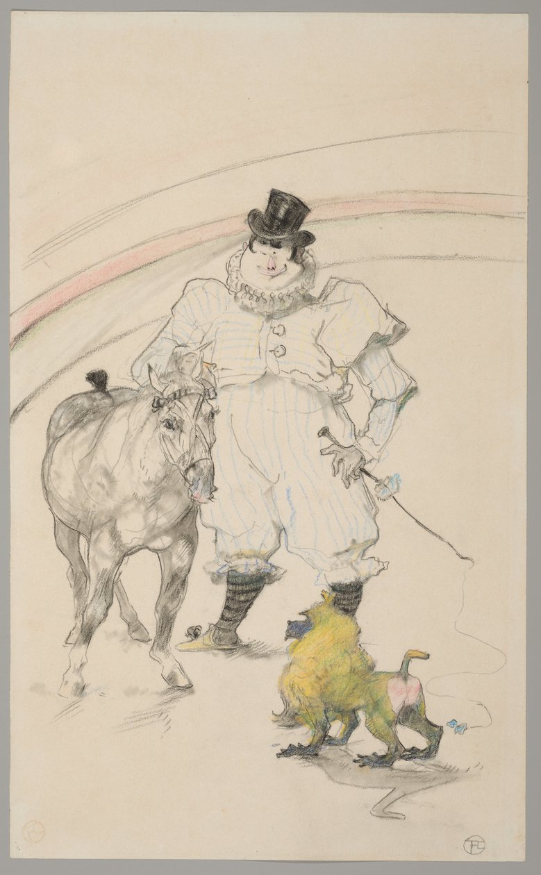 I cirkus: Dresseret pony og bavian af Henri de Toulouse Lautrec