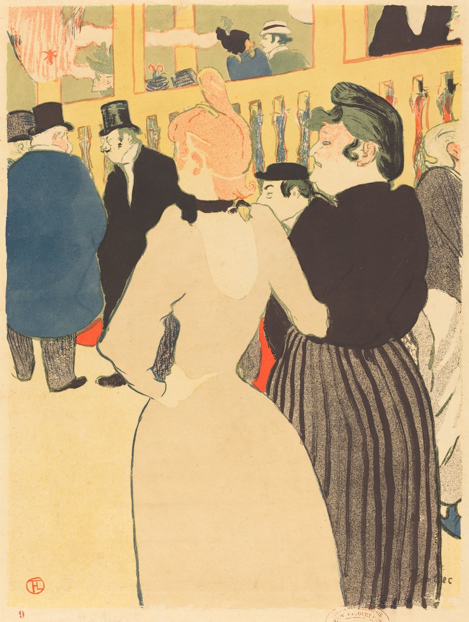 På Moulin Rouge, la Goulue og hendes søster af Henri de Toulouse Lautrec