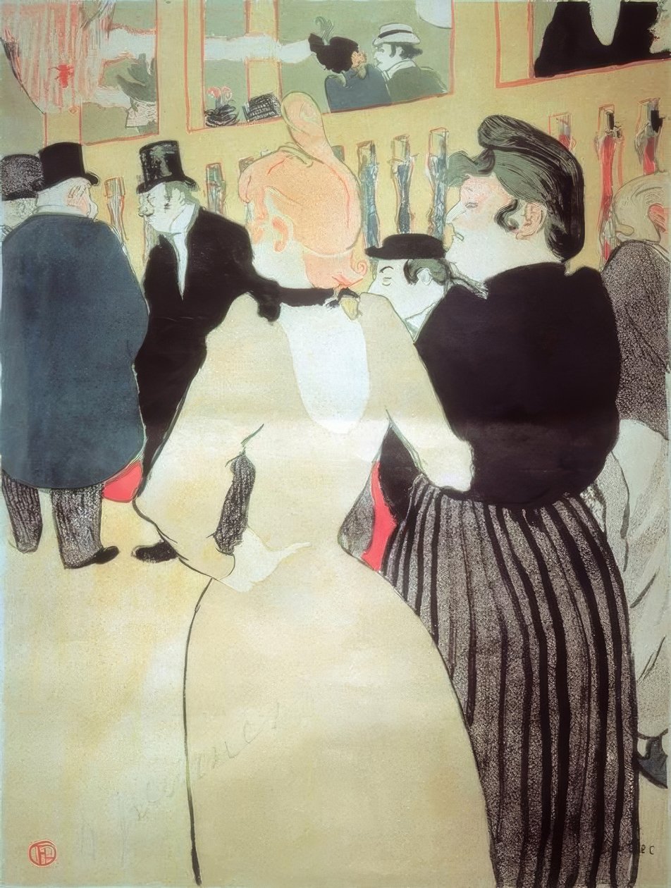 Ved Moulin Rouge: La Goulue og hendes søster af Henri de Toulouse Lautrec