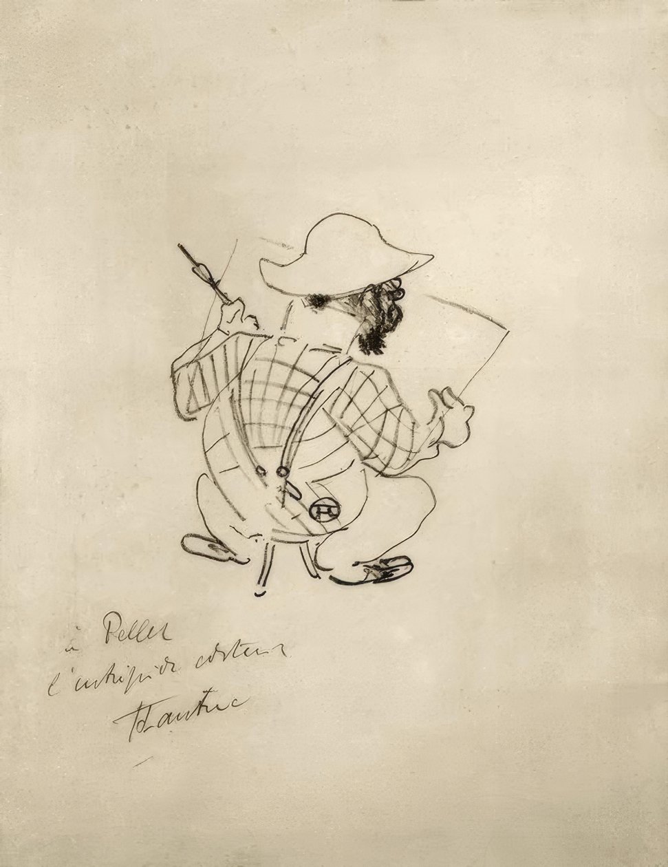 Karikaturalt selvportræt af Henri de Toulouse Lautrec