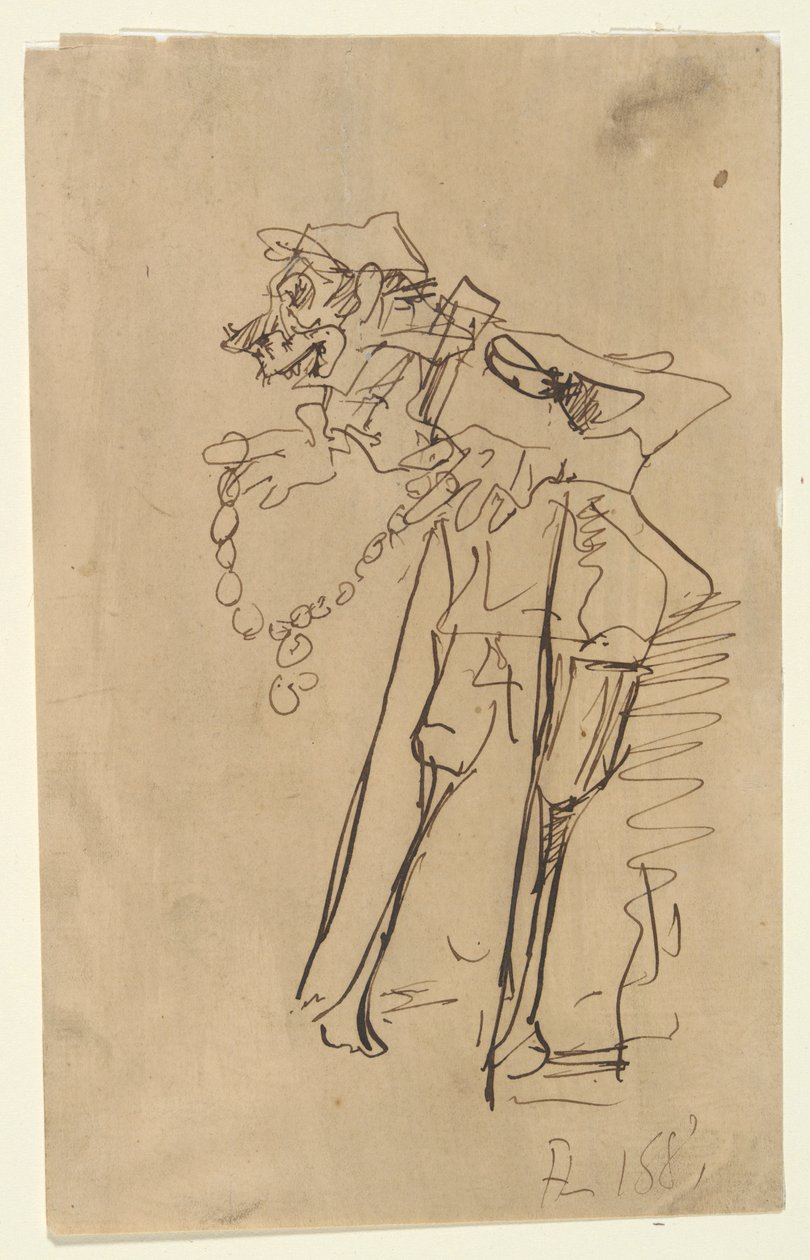 Karikatur af en soldat, der holder en dekoration af Henri de Toulouse Lautrec